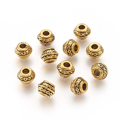 Античное Золото Разделители для бусин, тибетский стиль, античное золото , без свинца и без кадмия, баррель, 9x7 мм, отверстие : 3.5 мм.