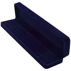 Bleu Nuit Boîtes cadeaux en velours pour colliers, avec couvercle à charnière, rectangle, bleu minuit, 21.9x5.5x3 cm
