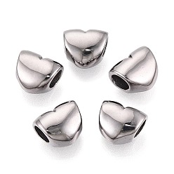 Нержавеющая Сталь Цвет 304 бусины европейского стиля из нержавеющей стали с крупными отверстиями, сердце, цвет нержавеющей стали, 11.5x10x8 мм, отверстие : 5 мм