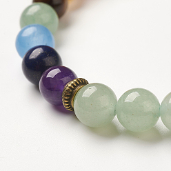 Green Aventurine Yoga Chakra Jewelry, Natural Green Aventurine Beads Stretch Bracelets, 2-1/8~2-3/8 inch(55~60mm)