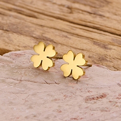 Золотой 304 из нержавеющей стали серьги, клевер, золотые, 8x8 мм