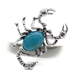 Blue Agate Натуральный голубой агат большие кулоны, Подвески в виде скорпиона из старинного серебряного сплава, 51x38 мм