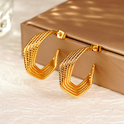 Золотой Стильные 304 серьги-кольца из нержавеющей стали неправильной формы с несколькими слоями для ежедневного ношения, золотые, 31.56x26.08 мм