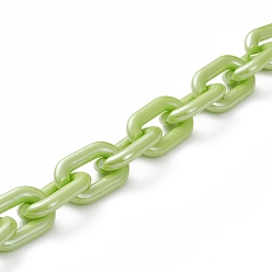 Green Yellow Handmade Opaque Acrylic Cable Chains, for Handbag Chain Making, Green Yellow, Links: 31x19x5mm, 39.37 inch(1m)/strand