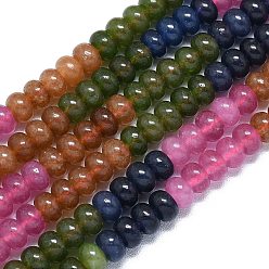 Разноцветный Натуральный Malaysia нефритовые бусы пряди, окрашенная и подогревом, рондель, красочный, 6~6.5x3.8~4.5 мм, отверстие : 0.9~1 мм, около 92~94 шт / нитка, 14.96''~15.35'' (38~39 см)