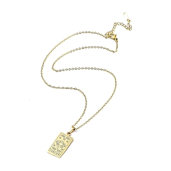 Cancer Rectangle with Twelve Constellations Pendant Necklaces, 304 Stainless Steel Cable Chains Necklaces, Golden, Cancer, 15.98 inch(40.6cm)