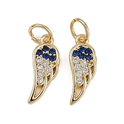 Настоящее золото 18K Латунные микро проложить кубического циркония подвески, крылатые прелести, стойки покрытие, без кадмия и без свинца, долговечный, с целью перехода в кольце, реальный 18 k позолоченный, 14x5.5x2 мм, отверстие : 3.2 мм