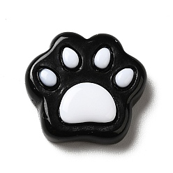 Черный Непрозрачные кабошоны из смолы, форма кошачьей лапы, чёрные, 18x19x4.5 мм
