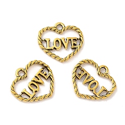 Antique Golden Tibetan Style Alloy Pendants, Heart, Antique Golden, 13.5x14.5x1.5mm, Hole: 1.6mm, about 1851pcs/1000g