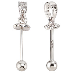 Платина 2 шт. 925 подвески из стерлингового серебра со стразами, круглые, с замшевой тканью из поликарбоната квадратной серебряной полировальной салфеткой, платина, 1 мм, отверстие : 16x5 мм