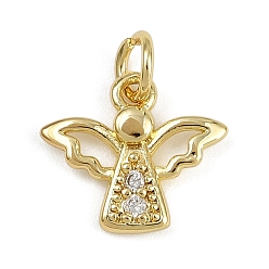 Angel & Fairy Латунные микро проложить кубического циркония подвески, долговечный, стойки покрытие, без свинца и без кадмия, с целью перехода в кольце, ангел и фея, 11.5x13x2 мм, отверстие : 3 мм
