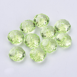 Зеленый газон Прозрачные акриловые бусины, граненые, рондель, зеленый газон, 8x5 мм, Отверстие : 1.4 мм , около 2700 шт / 500 г