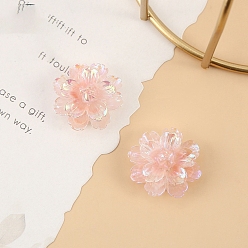 Розовый Светящиеся цветочные кабошоны из смолы, светится в темноте, туманная роза, 25 мм, 10 шт / комплект