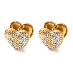 Кристалл Вакуумное покрытие pvd 304 серьги-кольца из нержавеющей стали со стразами для женщин, сердце, кристалл, 13.5x16x14 мм