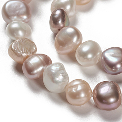 Seashell Color Natural Cultured Freshwater Pearl Beads Strands, Two Sides Polished, Nuggets, Seashell Color, 4~7x6~8x3.5~5mm, Hole: 0.6mm, about 43pcs/strand, 13.19 inch