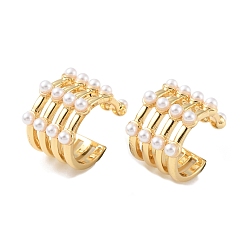 Настоящее золото 18K Пластиковые серьги-каффы с искусственным жемчугом, латунные украшения для женщин, без кадмия и без свинца, реальный 18 k позолоченный, 17x15.5x12 мм