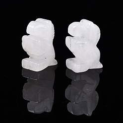 Cristal de Quartz Figurine de cheval en cristal de quartz naturel, cadeau de pierre énergétique feng shui pour la décoration de bureau à domicile, 25.5~27x17.5~20x11~13mm