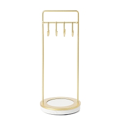 Золотой 4-крючок для хранения ювелирных изделий утюг стеллаж, подставка для ювелирных изделий с круглым мраморным основанием, для сережек, , Браслеты, золотые, 9x22 см