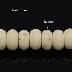 White Synthetic Magnesite Beads Strands, Rondelle, White, 8x4mm, Hole: 1mm, about 91pcs/strand, 15.7 inch, about 26strands/1000g