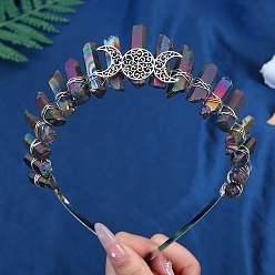 Черный Обручи для волос из кварцевого кристалла с гальваническим покрытием, аксессуары для волос для женщин и девочек, чёрные, 180x150x30 мм