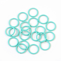 Turquoise Iron Jump Rings, Open Jump Rings, Turquoise, 18 Gauge, 10x1mm, Inner Diameter: 8mm