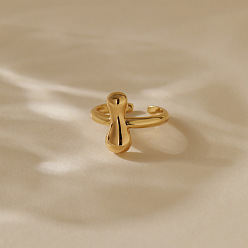 Letter I Латунные кольца-манжеты для женщин, буквы, долговечный, золотые, Буква "i", внутренний диаметр: регулируемый