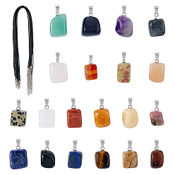 Pierre Mélangete Kit de fabrication de colliers de bricolage, y compris des pendentifs en pépites de pierres précieuses naturelles et synthétiques, imitation création de collier en cuir cordon , 40 pcs / boîte