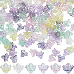 (52) Непрозрачная лаванда 360шт 6цвета прозрачные акриловые колпачки для бусин, труба цветок бисер, AB цвет, 5-лепесток, цветок, разноцветные, 10x14x13.5 мм, отверстие : 1.6 мм, 60 шт / цвет