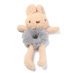 Bleu Clair Serre-tête élastique lapin en peluche, accessoires pour cheveux porte-queue de cheval, bleu clair, 22~24.5x10.8~13.5x3.9mm