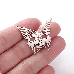 Нержавеющая Сталь Цвет Шкентели нержавеющей стали, бабочка, цвет нержавеющей стали, 31x37 мм