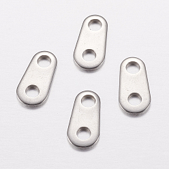 Stainless Steel Color Tarnish Resistant 201 Stainless Steel Chain Tabs, Chain Extender Connectors, Oval, Stainless Steel Color, 10x5x0.7mm, Hole: 2mm