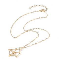 Настоящее золото 18K Латунный мешочек для макраме, пустой держатель для камней для изготовления подвесных ожерелий, с тросовыми цепями и застежкой в виде клешни омара, реальный 18 k позолоченный, 17-5/8 дюйм (45 см)