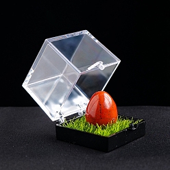 Красный Камень Натуральная красная яшма, целебное яйцо, коробка для образцов минералов, Необработанный камень Рейки для балансировки энергии, медитационной терапии, 20x17 мм