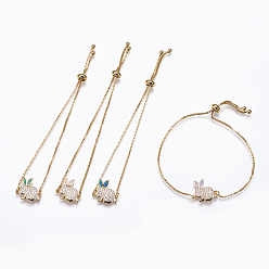 (52) Непрозрачная лаванда Регулируемые латунные браслеты Bunny Bolo, слайдерные браслеты, С синтетическим опалом и кубическим цирконием, форма кролика, золотые, разноцветные, 9-1/4 дюйм (234 мм), 1 мм, ссылка: 15x16.5x2.5 mm