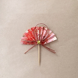Оранжево-Красный Бумажные японские веера суши фрукты украшения стола, для украшения обеденного стола в ресторане суши, оранжево-красный, 100x85 мм, 5 шт / комплект