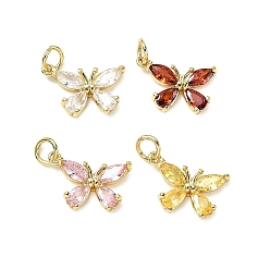 (52) Непрозрачная лаванда Бабочка латунь микро проложить кубического циркония подвески, стойки покрытие, долговечный, без кадмия и без свинца, золотые, с целью перехода в кольце, разноцветные, 10.5x15.5x2.5 мм, отверстие : 3.5 мм