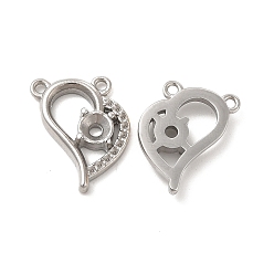 Stainless Steel Color Non-Tarnish 304 Stainless Steel Pendant Rhinestone Settings, Heart, Stainless Steel Color, Fit For 3mm Rhinestone, 18x14x3.5mm, Hole: 1.2mm