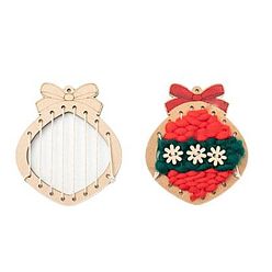 Farbig DIY Weihnachtsglocke Holzwebkunst, inklusive MDF-Schablone, Wollgarn, Baumwollfaden und Plastiknadel, Farbig, 13x11.3x0.3 cm, Bohrung: 4 mm, 1 Stk. / Satz