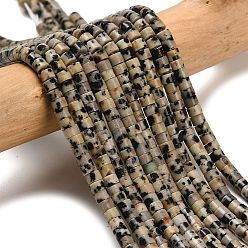 Далматинских Джаспер Природные яшмы далматин бисер нитей, диск, Heishi бусы, 3x2.5 мм, отверстие : 0.6 мм, около 148 шт / нитка, 15.31'' (38.9 см)