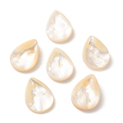 Белые Ракушки Натуральный белый бусы, слеза, Топ пробуренной, цвет морской раковины, 25x18.5x4~5 мм, отверстие : 0.9 мм