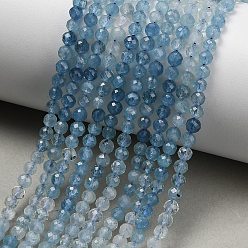 Аквамарин Нити из бусин бирюзового цвета с градиентным переходом цвета, натурального дьявольского синего., круглые, граненые, 3.5~4 мм, отверстие : 0.8 мм, около 102 шт / нитка, 15.35'' (39 см)