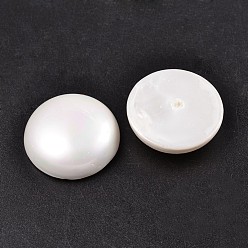 Seashell Color Half Round/Dome Half Drilled Shell Pearl Beads, Seashell Color, 10x6mm, Hole: 1mm