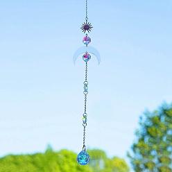 Рог Металлические подвесные ловцы солнца, Стеклянная кисточка для домашнего и садового подвесного украшения, рог, 450x45 мм