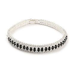 Серебро Браслет из латуни с конским глазом и стойкой, теннисные браслеты из кубического циркония, долговечный, без кадмия и без свинца, серебряные, 7-3/8 дюйм (18.8 см)