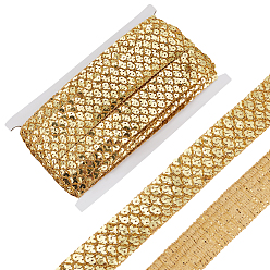 Светло-хаки Блестящая кружевная лента с пайетками из ПВХ, кружевной отделкой, аксессуары для одежды, светлый хаки, 1-3/8 дюйм (34.5 мм), около 13.12 ярдов (12 м) / шт