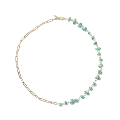 Синтетическая Бирюза Бусины ручной работы из синтетической бирюзы и 304 цепочки-скрепки из нержавеющей стали, золотые, 19.49 дюйм (49.5 см) ~ 19.69 дюйм (50 см)