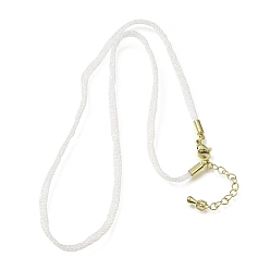 White 3.5MM Polyester Metallic Cord Braided Cord Necklace Making, with Brass Findings and 202 Stainless Steel Lobster Claw Clasps, Long-Lasting Plated, Rack Plating, Golden, White, 16.14 inch(41cm)~18.11 inch(46cm)