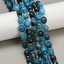 Темно-Голубой Натуральный Malaysia нефритовые бусы пряди, в форме риса, окрашенные, граненые, с бисером, глубокое синее небо, 9~10x8~8.5 мм, отверстие : 1.2 мм, около 31~32 шт / нитка, 14.57'' (37 см) ~ 14.96'' (38 см)