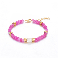 Халцедон Браслет из нержавеющей стали с натуральным камнем для женщин, повседневная одежда, несколько цветов