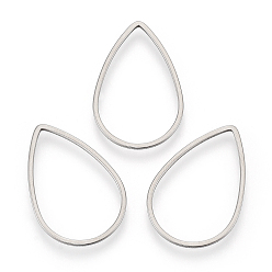 Нержавеющая Сталь Цвет Устойчивы к потускнению 304 соединительные кольца из нержавеющей стали, слеза, цвет нержавеющей стали, 25.5x17x1 мм, внутренний диаметр: 23 мм